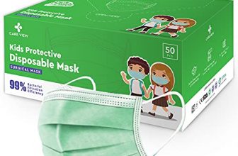 Careview Kids 4 Ply Disposable Surgical Face Masks Pack Of 50, Green Color, Pfe>95%,Bfe>99%, Sitra, Bis (Isi), And Ce Certified (Kids-4Ply-Mask)