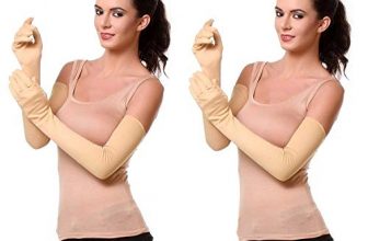 Digital Shopee Sun Protection Cotton Full Hand Gloves For Men/Women (Skin Color)-Pack Of 2 Cream