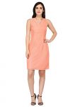 Purys Women’S Synthetic A-Line Knee-Long Dress (Ss4194Drspeach_Pink_S)