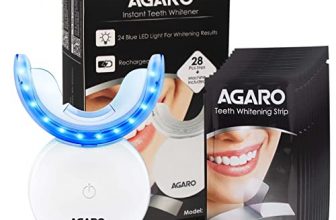 Agaro Dazzle Instant Teeth Whitening Kit With 28 Pcs Strips, Manual Dental Whitening Kit For Adults, Oral Care, 24 Blue Led Light, Rechargeable, Removes Teeth Stains, Non Sensitive, Gentle & Safe