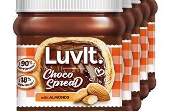 Luvit Choco Spread With Almond | Smooth & Delicious | 90% More Protein | Best For Chocolate Bread, Cakes, Shakes, Dosa, Roti | Pack Of 5 – 310G Each