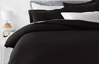Amazonbasics Polyester Microfiber Quilt Cover Set With 2 Pillow Covers (Black, 3-Pieces Queen Size)