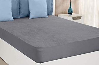 Amazon Brand – Solimo Water Resistant Anti-Bacterial Mattress Protector, Grey, Queen, 72X60 Inch (183 X 152 Cm)