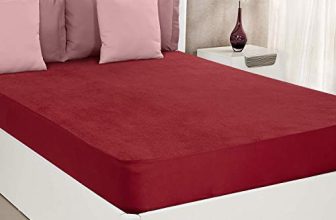 Amazon Brand – Solimo Water Resistant Anti-Bacterial Mattress Protector, Maroon, King, 78X72 Inch, 198 X 183 Cm, Cotton