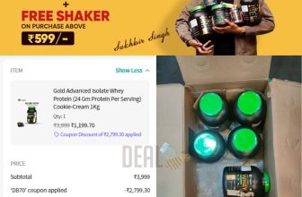 Fitspire Loot Back : Flat 70% Off Sitewide + Free SHAKER on Purchase above 500 + Free ShippingApply Coupon : DB70MasterLink : Suggestion👇.•Gold Whey Protein 1 Kg at 1199. Coffee : Cookie & Cream : •Gold Whey Protein 2 Kg at 2399. Coffee : Cookie & Cream : •4 x High Protein Peanut Butter (340gm each) at 478 :