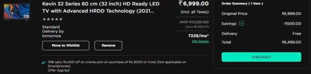 GRAB : Kevin 32 Series 80 cm (32 inch) HD Ready LED TV with Advanced HRDD Technology at ₹6,499CODE : CRMACK5H