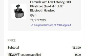 Gizmore :  GizBud 808 Wave TWS Earbuds at ₹ 899 Use Code :  EKWAVE PC :  Flipkart at ₹1,399