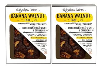The Baker’S Dozen 100% Wholewheat Banana Walnut Cake 150G | Moist Light And Delicious | Loaded With Walnuts | No Maida | Pack Of 2