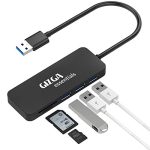 Gizga Essentials High Performance Usb Hub, 5 In 1 Usb Hub, Fast Data Transfer, 3 Usb 2.0, 2-Port Card Reader, Sd Tf Data Transfer Upto 480Mbps For Laptops, Smartphone, Macbook, Chromebook, Black