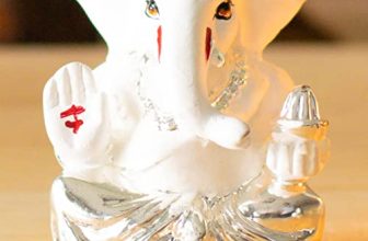 Archies Diwali Ganesh Ji Murti | Ganesha Idol 999Silver Plated | Mandir Showpiece |Collectible Statue | Gifts Figurine | Diwali Festive Decor 36 Inches Daisy White-347
