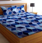 Bsb Home Cotton 160 Tc Big Floral Printed Double Bedsheets With 2 King Size Pillow Cover (90X90 Inches, 7.5 X 7.5 Feet, Dark Blue And Light Blue)
