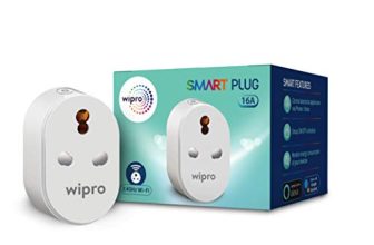 Wipro 16A Wi-Fi Smart Plug With Energy Monitoring- Suitable For Large Appliances Like Geysers, Microwave Ovens, Air Conditioners (Works With Alexa And Google Assistant)- White