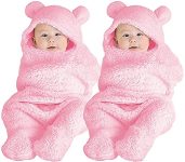 Beybee Newborn Babies 3 In 1 Blanket Wrapper-Sleeping Bag, Pink Plain, 0-9 Months, 72 X 68 Cm, 31″, Pack Of 2