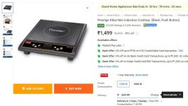 Prestige Atlas Neo Induction Cooktop (Black, Push Button) at ₹1,499
