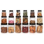 Cello Checkers Plastic Pet Canister Set, 18 Pieces, Clear