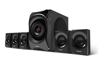 Philips Audio Spa8000B/94 5.1 Channel 120W Multimedia Speaker System With Bluetooth, 5X15W Satellite Speakers, Led Display, Robust Design & Matte Finish (Black)