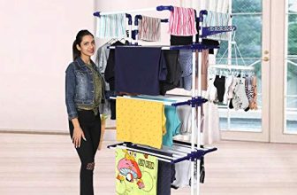 Happer Premium Stainless Steel Double Supported 4 Layer Cloth Drying Stand With Thread Lock Mechanism And Breaking Wheels (King Jumbo, Blue)