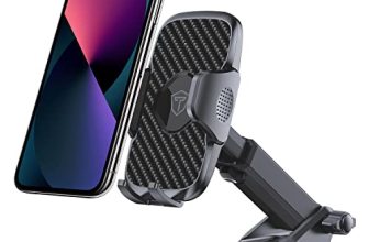 Tukzer Universal Car Mount Mobile Holder Stand| Strong Suction Cup, Double Shift Locking For Dashboard Windshield| Quick Touch Release, Long Telescopic Arm, 360° Rotatable Head| For All Mobile Phones,Black