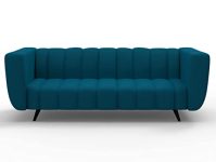 Wakeup Mushy Premium Fabric Sofa Set | 3 Seater Sofa | Pocket Spring Cushion | Padded Cushioned Armrest | Polished Wooden Leg (Peacock Blue, Seating-3) | 1 Year Warranty