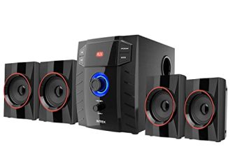 Intex Chord 3005 Tufb 4.1 Channel 60 W Sound Output Bluetooth Speaker With Multiple Input, Output, Recording Feature, Inbuilt Digital Fm Playability, Decoration Blue Glower Dancing Light (Black/Red)