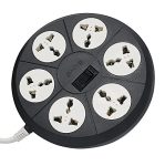Elove Extension Board 6 Universal 220 Volts Socket 10Amp Multi Plug Power Socket Extension Cord Surge Protector With Led Indicator, 1.8 Meter Power Cord – Dark Grey