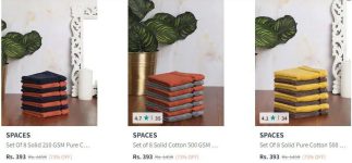 MYNTRA : Face Towel Set Of 8 at ₹393