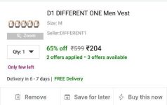 Pack of 5 Vest at ₹204