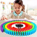 Toy Imagine™ 120 Pcs Colorful Wooden Domino Block Set Toy For Kids Educational Dominoes And Fun Learning Activity Game Play | Helps Skill Development And Color Recognition (12 Colors)