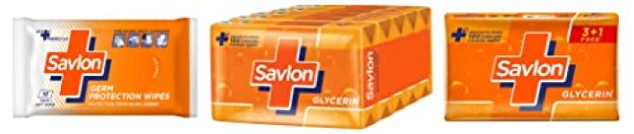 Savlon Germ Protection Wipes 10 Nos Pack & Moisturizing Glycerin Soap Bar With Germ Protection, Pack Of 5-125G Each & Glycerine Soap, 125G (Buy 3 Get 1 Free)