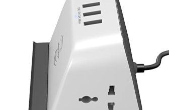 Lapcare Refuel Spike Buster Wireless Pad + 3 Usb + 2 International Socket, 10 W Wireless Charger, Internal Copper Wiring (White & Gray)