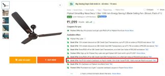 Flipkart SmartBuy Nexa 3 Blade Ceiling Fan at ₹999 Pay with Paytm Wallet For 100 Cashback