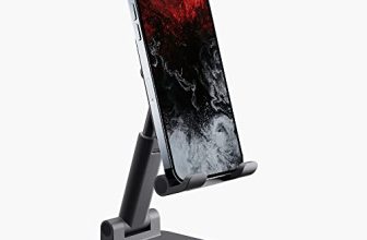 Ambrane Mobile Holding Tabletop Stand, 180 Perfect View, Height Adjustment, Wide Compatibility, Multipurpose, Anti-Skid Design (Twistand, Black)