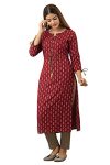 Jaipurite Women’S Rayon Printed A-Line Kurta In Maroon (Xxx-Large)