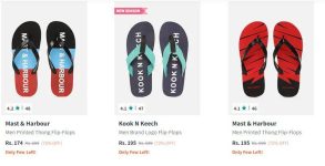 75% OFF MYNTRA : Branded Flip Flops Start at ₹ 174