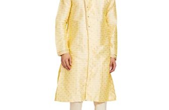 Sanwara Men’S Art Silk Kurta (Sy_Sk_746_Yellow_M)