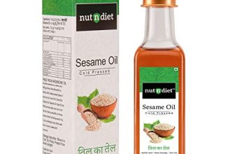 Nutndiet Cold Pressed Sesame Oil, Heart Healthy Edible Til Ka Tel For Cooking, Body Massage And Hair Care, Glass Bottle 100Ml