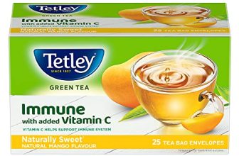 Tetley | Naturally Sweet Green Tea With Mango Flavour | Immune With Added Vitamin C | Green Tea | 25 Tea Bags