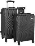 Amazon Brand – Solimo Ripple Hardside Trolley, Black, Set Of 2 (55Cm + 66Cm)