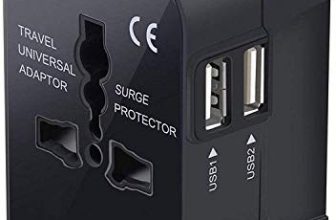 Rts Dual Usb Universal Travel Adapter, International All In One Worldwide Travel Adapter And Wall Charger With Usb Ports With Multi Type Power Outlet Usb 2.1A,100-250 Voltage Travel Charger (Black)