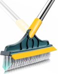Cozen Bathroom Cleaning Brush With Wiper 2 In 1 Tiles Cleaning Brush Floor Scrub Bathroom Brush With Long Handle 120° Rotate Bathroom Floor Cleaning Brush Home Kitchen Bathroom Cleaning Accessories