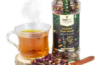 Hamiast Kashmiri Shahi Qawah (Kahwa) Green Tea With Saffron, Authentic And Traditional Blend,Without Sugar,100G Serves 50 Cups