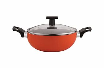 Neelam Non-Stick Kadai With Glass Lid,(5 Layer Coated) 3Mm Thickness – Induction Friendly, Orange (26 Cm (3.7 Litres))