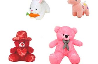 Nkl Soft Lovable Teddy Bear Pink 2 Feet (60 Cm) + Red Cap Teddy + Cutie White Rabbit+ Beautiful Yellow Pikachu (30Cm)