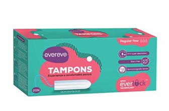 Evereve Tampons, For Regular Menstrual Flow, 20 Pcs, Super Absorption, Safe, Soft & Comfortable, Stain-Free Periods, Rash-Free, Prevents Odour, Fda Approved, Biodegradable