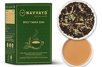 Navvayd Spicy Tadka Chai, With Green Cardamom, Black Cardamom, Cinnamon, Black Pepper, Ginger, Fennel Seeds, Clove & Ajwain, Premium Blend, (400 Gm, 200 Cups)