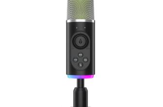 Archer Tech Lab Dryad 100 Rgb Mic For Gaming/Streaming/Podcast, Smart Noise Reduction, Enc, Crisp & Clear Sound, Voice Command Modes, Usb Plug & Play, Multi Functional Knob, Omnidirectional, Black
