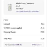 Whole Green Cardamom 80 g at ₹159Add 2 Quantity ( 40g x 2 ) Apply Code : CKFREE