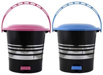 Kuber Industries 2 Pieces Plastic Step-On Dustbin Garbage Bin With Handle, 5 Litres (Ctktc043071, Pink & Blue, Standard)