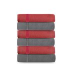@Home By Nilkamal Aquacado (Onion And Charcoal Grey, Set Of 6 Face Towel) Soft Absorbent Quick Dry Towel For Facewash Gym Travel Spa Beauty Salon Hospital Hotel Travelling Parlour