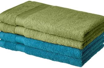 Amazon Brand – Solimo 100% Cotton 4 Piece Hand Towel Set, 500 Gsm (Olive Green And Turquoise Blue)